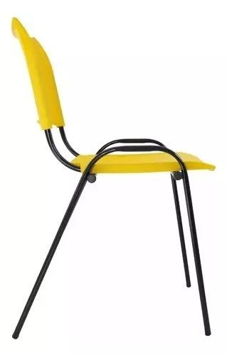 Kit Com 6 Cadeiras Iso Para Escola Escritório Comércio Amarela Base Preta - 3