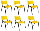 Ver imagem 2 de Kit com 6 Cadeiras Iso para Escola Escritório Comércio Amarela Base Preta Ecomhome