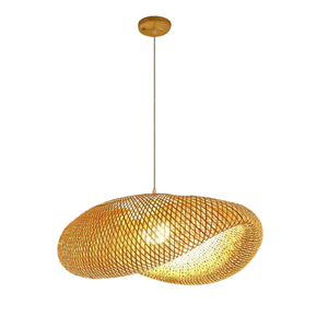 Luminária de Teto Pendente Bambu Natural Iluminação Neutra Gourmet Cozinha Sala Varanda
