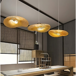 Luminária de Teto Pendente Bambu Natural Iluminação Neutra Gourmet Cozinha Sala Varanda - 5