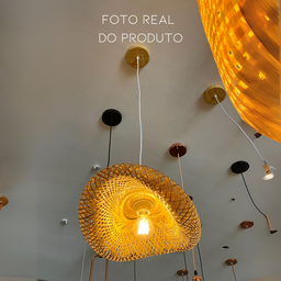 Luminária de Teto Pendente Bambu Natural Iluminação Neutra Gourmet Cozinha Sala Varanda - 3