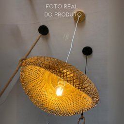 Luminária de Teto Pendente Bambu Natural Iluminação Neutra Gourmet Cozinha Sala Varanda - 2