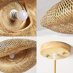 Luminária de Teto Pendente Bambu Natural Iluminação Neutra Gourmet Cozinha Sala Varanda - 4
