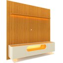 Ver imagem 1 de Rack com Painel Nobre 2.3 com Pés de Vidro Naturale com Offwhite - Gelius Gelius Móveis