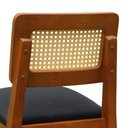 Ver imagem 2 de Banqueta Gabi Madeira Maciça Encosto Telinha C/ 68cm Altura - Amêndoa - Linho Preto Textura