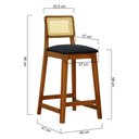 Ver mais imagens de Banqueta Gabi Madeira Maciça Encosto Telinha C/ 68cm Altura - Amêndoa - Linho Preto Textura
