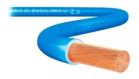 Cabo Azul de Energia em PVC/Cobre Flex Sil Neutro Rolo 4mm com 100m 750V