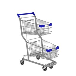 Carrinho de Compras Duplo 90l em Aço Aramado Reforçado Galvanizado - 1