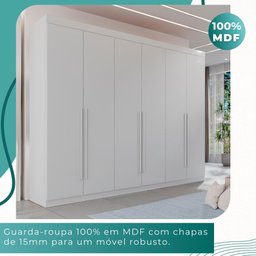 Guarda Roupa Casal 100% Mdf 6 Portas 6 Gavetas Itália - Mais Móveis Neve - 5