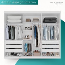 Guarda Roupa Casal 100% Mdf 6 Portas 6 Gavetas Itália - Mais Móveis Neve - 4