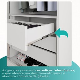 Guarda Roupa Casal 100% Mdf 6 Portas 6 Gavetas Itália - Mais Móveis Neve - 7