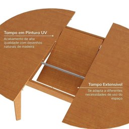 Kit Mesa de Jantar Extensível Redonda Tarsila e 4 Cadeiras Jandaia CabeCasa MadeiraMadeira - 9