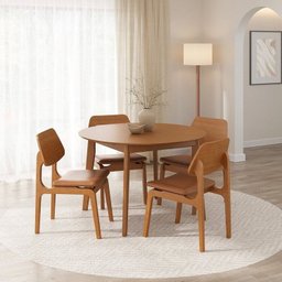 Kit Mesa de Jantar Extensível Redonda Tarsila e 4 Cadeiras Jandaia CabeCasa MadeiraMadeira - 1