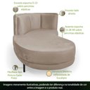 Ver imagem 2 de Chaise Direito Sala de Estar Penélope Base Preto Veludo Bege Claro - Nexta Casa