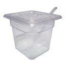 Ver imagem 2 de Conj 16 Cubas Gastronômicas em Policarbonato Gn 1/6x150 Mm 2,2 L + 12 Tampas Poli com Flip Dobradiça