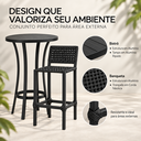 Ver imagem 2 de Conjunto Bistro + 3 Banquetas Varanda Alumínio e Corda Náutica Área Gourmet Moderna:Preto