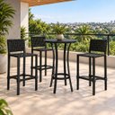 Ver imagem 1 de Conjunto Bistro + 3 Banquetas Varanda Alumínio e Corda Náutica Área Gourmet Moderna:Preto