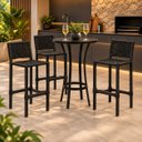 Ver imagem 7 de Conjunto Bistro + 3 Banquetas Varanda Alumínio e Corda Náutica Área Gourmet Moderna:Preto