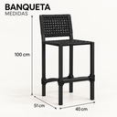 Ver imagem 5 de Conjunto Bistro + 3 Banquetas Varanda Alumínio e Corda Náutica Área Gourmet Moderna:Preto