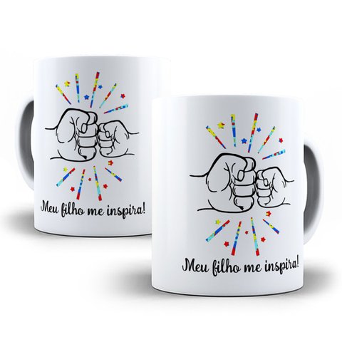 Kit Presente Pai de Autista Meu filho me Inspira com Caneca + Chaveiro Reidopendrive HAKAU9