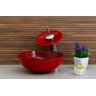 Kit com Cuba Vidro Redonda 35cm + Torneira Cascata + Válvula - Vermelho - 3