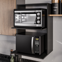 Ver imagem 2 de Armário Suporte para Microondas e Forno Suspenso Cozinha Lauren Preto