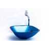 Cuba de Vidro para Banheiros e Lavabos - Quadrada 31cm - Azul - 31x31x13cm - 3