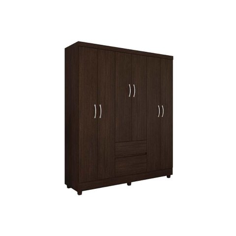 Guarda Roupa Solteiro 6 Portas e 2 Gavetas Flash Ii Ébano Touch - Demóbile