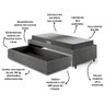 Base Box Cama Solteiro Sapateira Courino Linho Cinza e Colchão Dual Firm Ecoflex 88x188 - 9