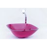 Cuba de Vidro para Banheiros e Lavabos - Quadrada 31cm - Rosa - 31x31x13cm - 3