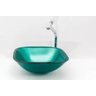 Cuba de Vidro para Banheiros e Lavabos - Quadrada 31cm - Verde Escuro - 31x31x13cm - 3