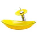 Ver imagem 1 de Kit: Cuba de Vidro Oval + Torneira Cascata + Válvula Click - Amarelo