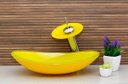 Ver imagem 5 de Kit: Cuba de Vidro Oval + Torneira Cascata + Válvula Click - Amarelo