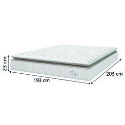 Cama Box Colchão Casal King Molas Ensacadas City Pillow Top 193x203x61cm Linho Branco / Bege Hellen - 4