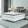 Cama Box Colchão Casal King Molas Ensacadas City Pillow Top 193x203x61cm Linho Branco / Bege Hellen - 1