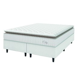 Cama Box Colchão Casal King Molas Ensacadas City Pillow Top 193x203x61cm Linho Branco / Bege Hellen - 2
