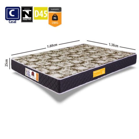 Colchão Casal Serra Negra Espuma D45 Realeza (Inmetro) 138x188x25