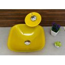 Ver imagem 4 de Cuba de Vidro Quadra 31 + Torneira Cascata + Válvula - Amarelo