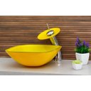 Ver imagem 2 de Cuba de Vidro Quadra 31 + Torneira Cascata + Válvula - Amarelo
