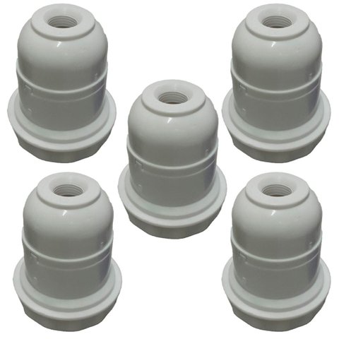 Kit 5 Soquete E-27 Abajur Plastico Branco