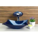 Ver imagem 3 de Cuba Retangular + Torneira Cascata + Válvula + Sifão - AZUL MARINE