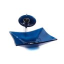 Ver imagem 1 de Cuba Retangular + Torneira Cascata + Válvula + Sifão - AZUL MARINE