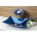 Ver imagem 2 de Cuba Retangular + Torneira Cascata + Válvula + Sifão - AZUL MARINE