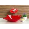 Cuba de Vidro para Banheiros e Lavabos - Quadrada Rt 30cm - Vermelho - 30x30x11cm - 7