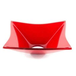 Cuba de Vidro para Banheiros e Lavabos - Quadrada Rt 30cm - Vermelho - 30x30x11cm - 1