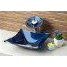 Cuba de Vidro para Banheiros e Lavabos - Quadrada Rt 30cm - Azul Escuro - 30x30x11cm - 5