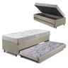 Bicama Box Baú Solteiro com Colchão Ecoline D23 Ecoflex Linho  88x188 - 1
