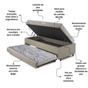 Ver imagem 5 de Bicama Box Baú Solteiro com Colchão Ecoline D23 Ecoflex Linho  88x188