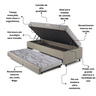 Bicama Box Baú Solteiro com Colchão Ecoline D23 Ecoflex Linho  88x188 - 5