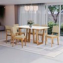 Ver imagem 1 de Conjunto Sala de Jantar Dora em Madeira Maciça 6 Cadeiras Boucle Bege